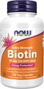 NOW Συμπληρώματα Τροφίμων, Biotin 10 mg (10.000 mcg), Extra Strength, Energy Production*, 120 Veg Κάψουλες