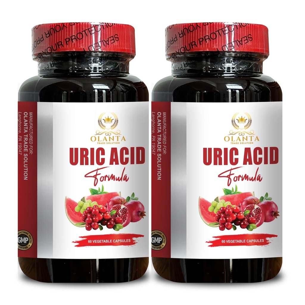 URIC Acid Support - Επαναφορά κοινής άνεσης, κινητικότητας, ευελιξίας, περιλαμβάνει ταρτάρ Cherry, Chanca Piedra, εκχύλισμα σέλινου & κουρκουμά - 2 μπουκάλια 120 κάψουλες