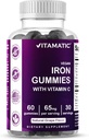 Vitamatic Iron 65 mg Gummies Supplement for Women & Men - 60 Vegan Gummies - Great Tasting Iron Gummy Vitamins with Vitamin C (1)