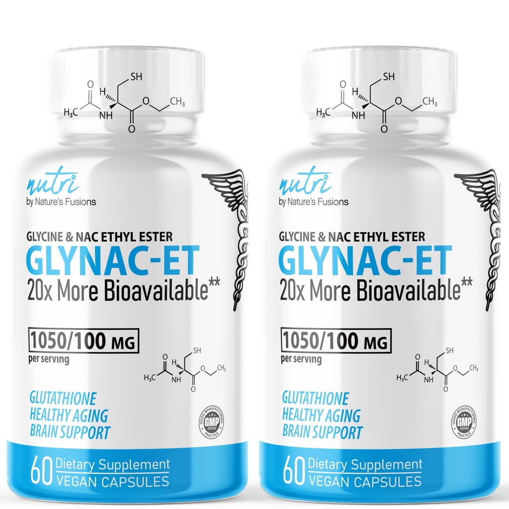 Nature's Fusions GlyNAC-ET NAC Supplement N-Acetyl Cysteine Ethyl Ester - 20x More Bioδιαθέσιμο - Glycine & N-ακετυλοκυστεΐνη Ester Ester Anti Aging Supplement, Boost Glutathionone Pack of 2-120 Count