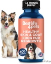Natural Skin & Coat Supplement for Dogs, Large and Small, Dog Anti Itch Relief for Dry Skin, Rash, Allergy or Irritation, Reduces Shedding, Dandruff and Supports Dog Hair Growth, 400 Μικρά Χάπια