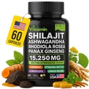 Shilajit και Ashwagandha κάψουλες, 8-σε-1 Βότανο πολυβιταμίνη για άνδρες και γυναίκες, με Rhodiola Rosea, Ginseng, και Stinging Nettle, Shilajit για άνδρες και γυναίκες