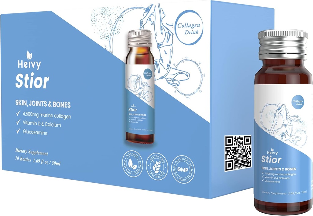 Heivy Marine Collagen Liquid, Collagen Drink, Marine Collagen, Liquid Collagen for Women for Hair Growth, Skin Repair, 1.69 Fl Oz (Pack of 10), Collagen Drink for Joins&Bones