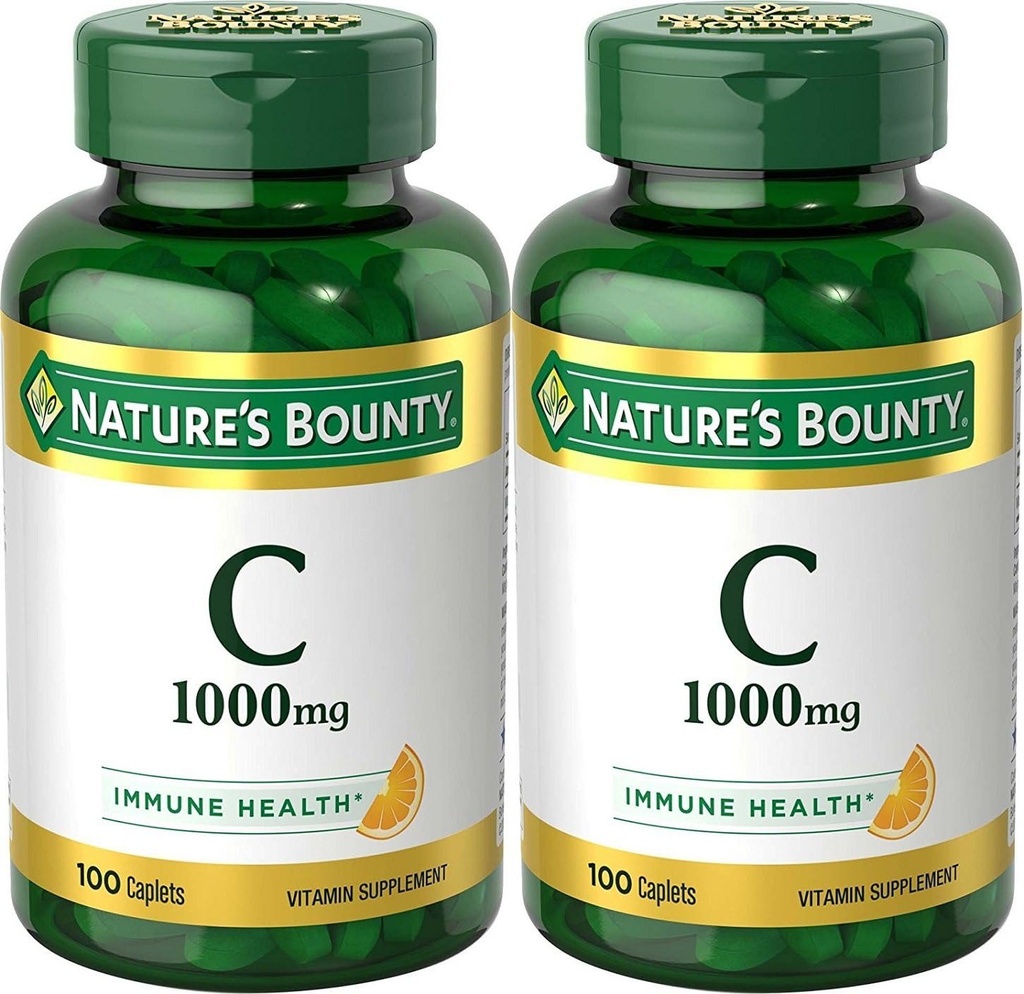 Nature's Bounty Vitamin C, 1000mg, Υποστηρίζει την Ανοσολογική Υγεία, 100 Caplets (πακέτο των 2)
