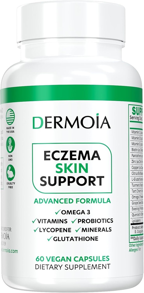 Eczema Συμπληρώματα - Formulated Dyshidrotic Eczema Pills for Adults - Providing Eczema Relief, Targeting the Intervention of Eczema, Irrited Dry Skin, and Enhanced with Psoriasis Supplements