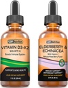 SBR Nutrition D3+K2 and Elderberry Bundle Vitamin D3K2 (MK7) Liquid Drops, Peppermint,1oz | Elderberry & Echinacea & Vitamin C Liquid Drops, 2oz | Adults & Kids | Non-GMO, Gluten Free