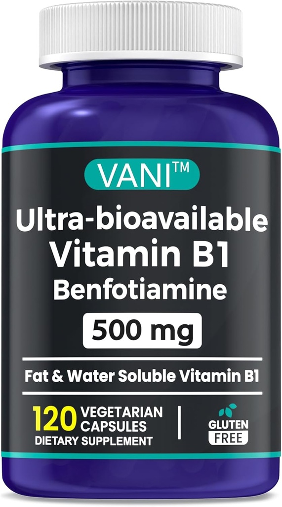 2 σε 1 Ενισχυμένη Φόρμουλα: Βιταμίνη Β1 με Benfotiamine 500mg, Fat Soluable Συμπλήρωμα Βιταμίνης Β-1, 500 mg - 120 Κάψουλες (1)