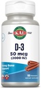 KAL Βιταμίνη D3 Μασώμενα 50 mcg, Βιταμίνη D 2000 IU ως Χοληκαλσιφερόλη, Χωρίς ζάχαρη, Φυσική Κανέλα Γεύση D3 Βιταμίνη, Ανοσολογική Υποστήριξη & Υγεία των Οστών, 100 Μερίδες, 100 Μασώμενα