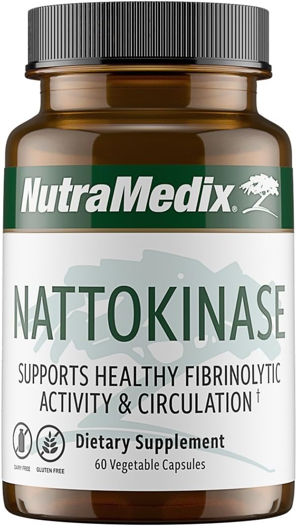 NutraMedix Nattokinase συμπλήρωμα - Nattokinase 2000 FU ανά υπηρεσία - Formed for to support Heart Health and Healthy Circulation - Γλουτένη + Γαλακτοκομικά Χωρίς (60 κάψουλες)