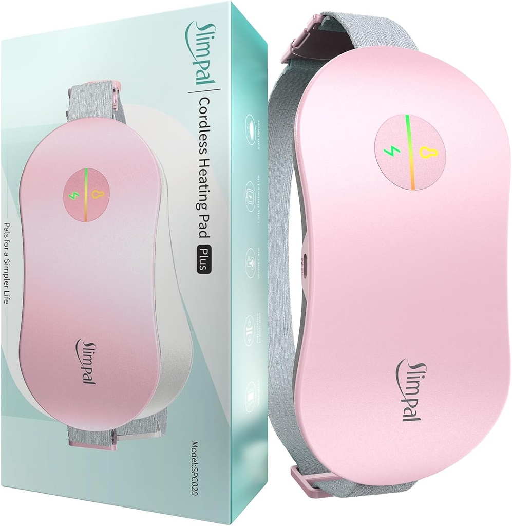Slimpal Θέρμανση Pad για την περίοδο Cramps, Portable Cordless Electric Θέρμανση Pad for Menstrual Pain Relief Heat Belt, Rechargable Wearable Heat Pad Δώρα για την γυναίκα γυναίκα γυναίκα γυναίκα της, ροζ