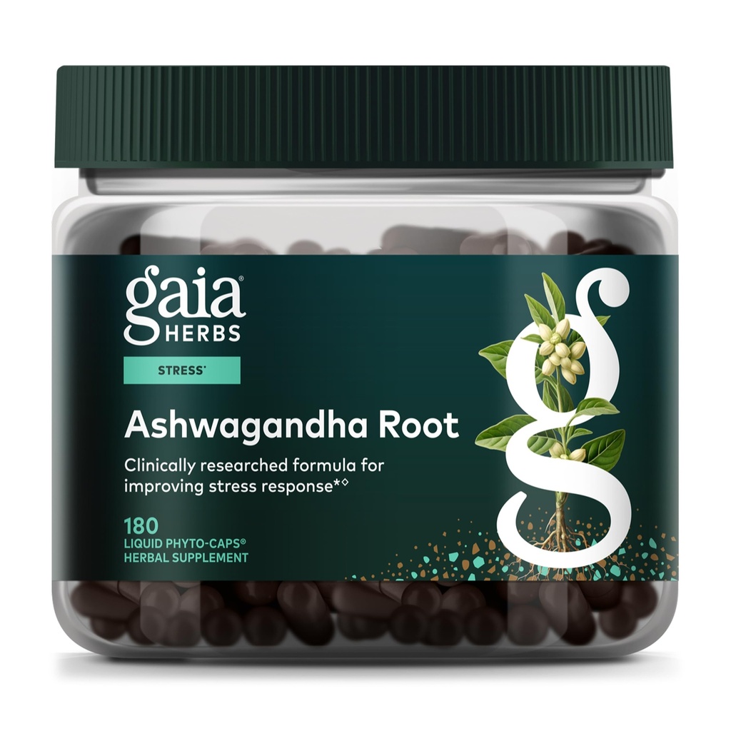 Gaia Herbs Ashwagandha Root - Stress Relief & Sleep Sleep Supplement - Υποστηρίζει Ισορροπημένα Επίπεδα Ενέργειας & Θετικά Outlook* - 180 Vegan Liquid Phyto Caps (90-Day Supply)