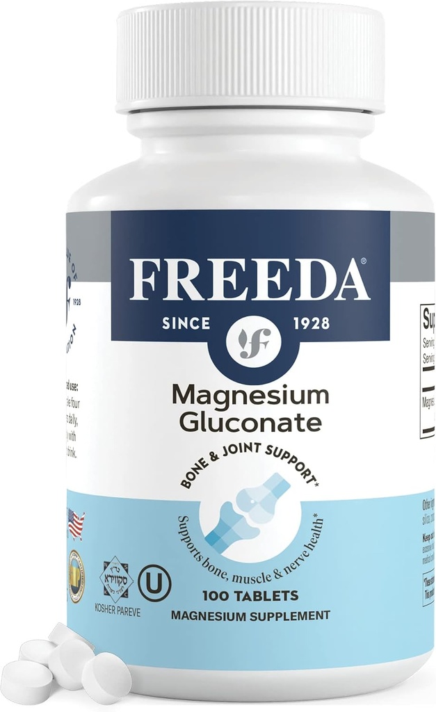 Freda Magnesium Gluconate - Kosher Vegan Magnesium συμπλήρωμα για άνδρες & γυναίκες - Πόδι & μυών Cramp και Spasm Relief - Φυσικό μυών Relaxer - Μαγνήσιο Βιταμίνες και συμπληρώματα (100 δισκία)