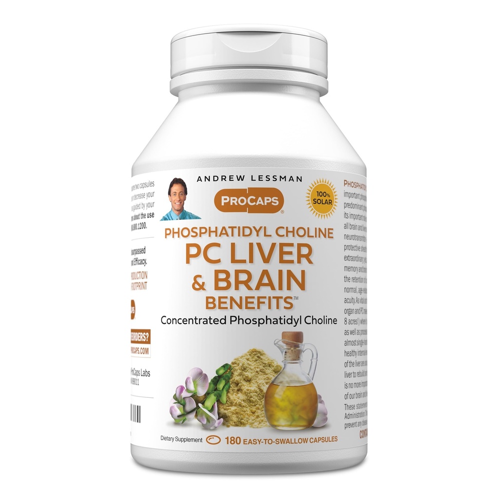 ANDREW LESSMAN PC ήπαρ και εγκεφαλικά οφέλη 180 Softgels - Phosphatidyl Choline, πιο σημαντικό οικοδομικό μπλοκ για υγιή συκώτι και δομή του εγκεφάλου, λειτουργία. Χωρίς Πρόσθετα. Εύκολο να καταπιείτε Softgels