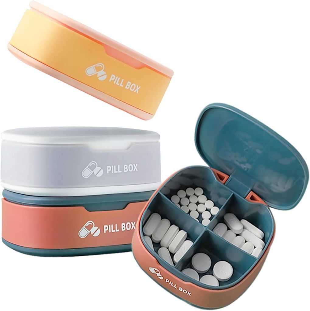 Pill Organizer Φορητή θήκη χάπι Μικρό κουτί χάπι για Purse ή Pocket Daily Pill Box Organizer 4 φορές μια μέρα για την ιατρική βιταμίνης συμπλήρωμα (3 PCS)