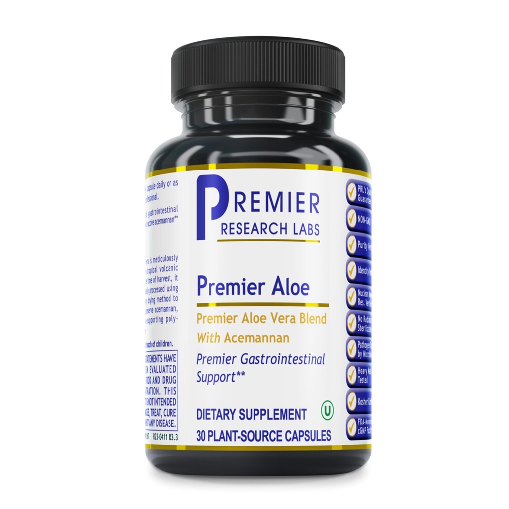 Premier Research Labs Premier Aloe - κάψουλες Aloe Vera, συμπλήρωμα Aloe Vera, Acemannan, χάπια Aloe για Digestive Health & Immune Support, Caps εκχύλισμα αλόης Gel - 30 κάψουλες χορτοφάγων