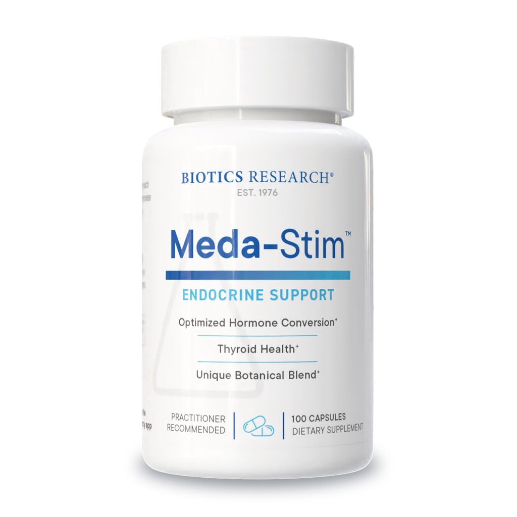 Biotics Research Meda Stim Υποστήριξη Ενδοκρινική Λειτουργία, Διατροφική Υποστήριξη για το Θυρεοειδές Γήπεδο, Υγιεινό T3, T4, Θυροξίνη Επίπεδα, Μεταβολική Υγεία, Περιέχει Ιώδιο, Σελήνιο, Μαγνήσιο, 100 Κάψουλες