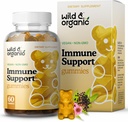 Άγρια & Οργανική Ανοσολογική Υποστήριξη Gummies - Elderberry 1000mg & Βιταμίνη C 500mg - Φυσικό συμπλήρωμα ανοσοποίησης - Vegan Ανοσία Gummies με βιταμίνη C D ψευδάργυρο - 60 κόμης