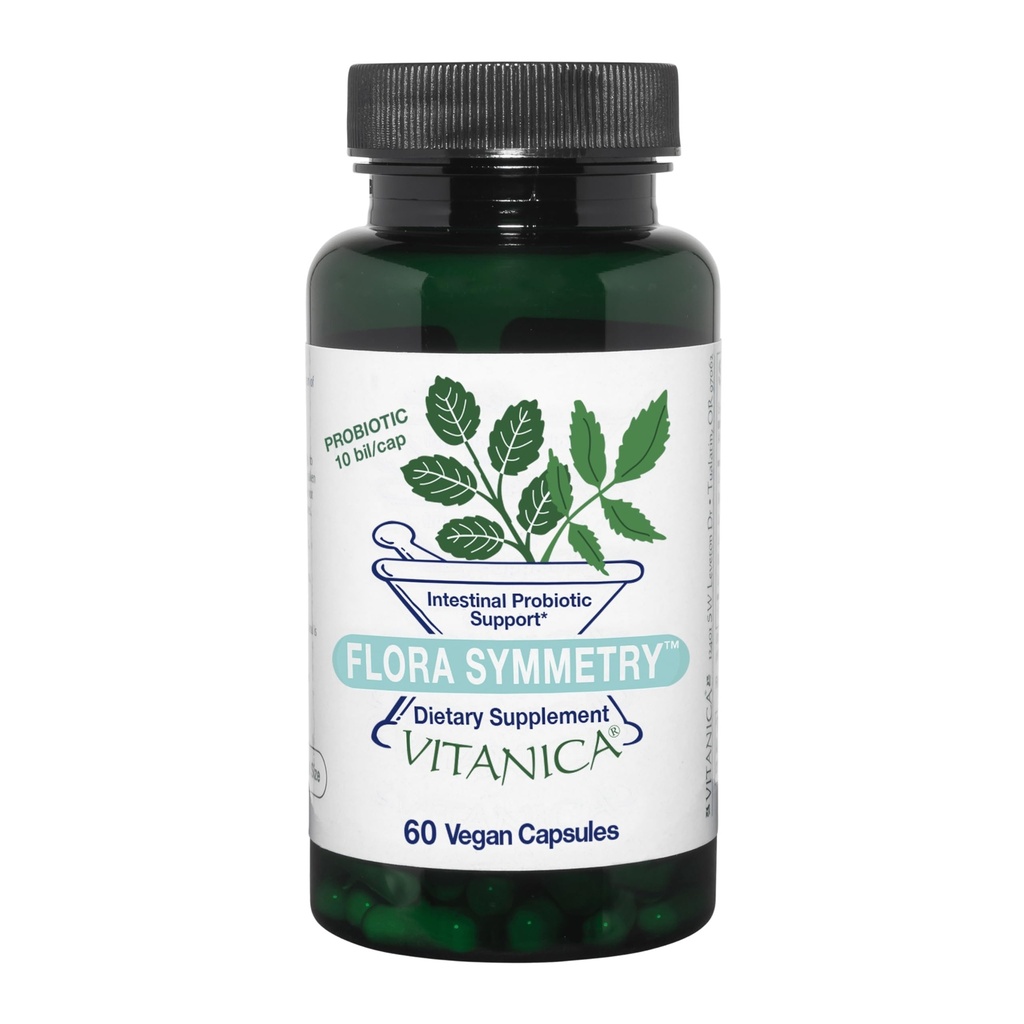 Vitanica Flora Συμμετρία, Ράφι Σταθερό Προβιοτικό Συμπλήρωμα, Dr Formulated Probiotics for Women, Probiotics for Men and Adults, Acidophilus Probiotic, Non-GMO, Vegan, 60 Κάψουλες