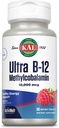 KAL Ultra B12 Methylcobalamin 10.000mcg, Υψηλής Ικανότητας Βιταμίνη B-12 για Υγιεινή Ενέργεια, Μεταβολισμός, Νεύρο, Κόκκινα κύτταρα αίματος Υποστήριξη,* Φυσικό άρωμα βατόμουρο, χορτοφάγους, 30 μικροδισκία, 30 Μερίδες