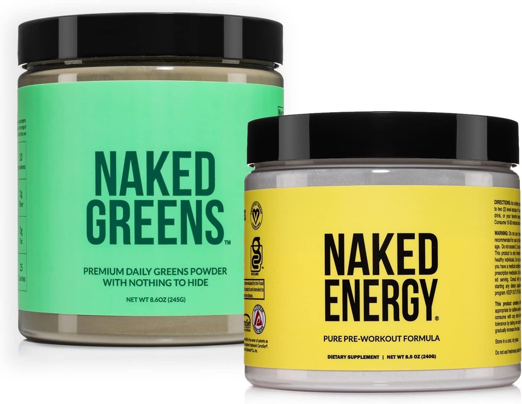 NAKED Vegan Energising Bundle Unflavored Energy Nutrition Super Greens Powder Organic Greens Συμπλήρωμα