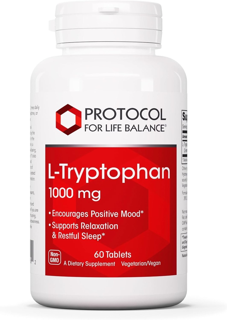 ΠΡΩΤΟΚΟΛΛΟ ΓΙΑ ΤΗΝ ΙΣΟΡΡΟΠΙΑ ΖΩΗΣ L-Tryptophan 1000mg - Η υποστήριξη ύπνου προωθεί την χαλάρωση - 60 Tabs