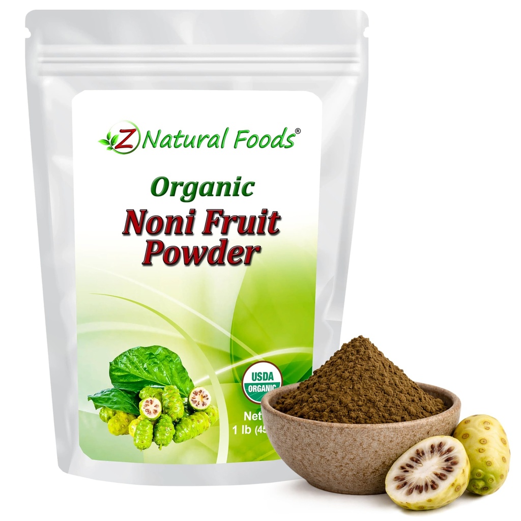 Z Natural Foods Noni Fruit Powder - Βιολογικά Ακατέργαστα μη-GMO Gluten-Free Superfood - Υποστηρίζει Υγιεινή Διέγερση & Ενέργεια - Συσκευασμένα με Ουσιαστικά θρεπτικά συστατικά & Αντιοξειδωτικά - Ανακατέψτε με Ποτά & Συνταγές, 1 lb