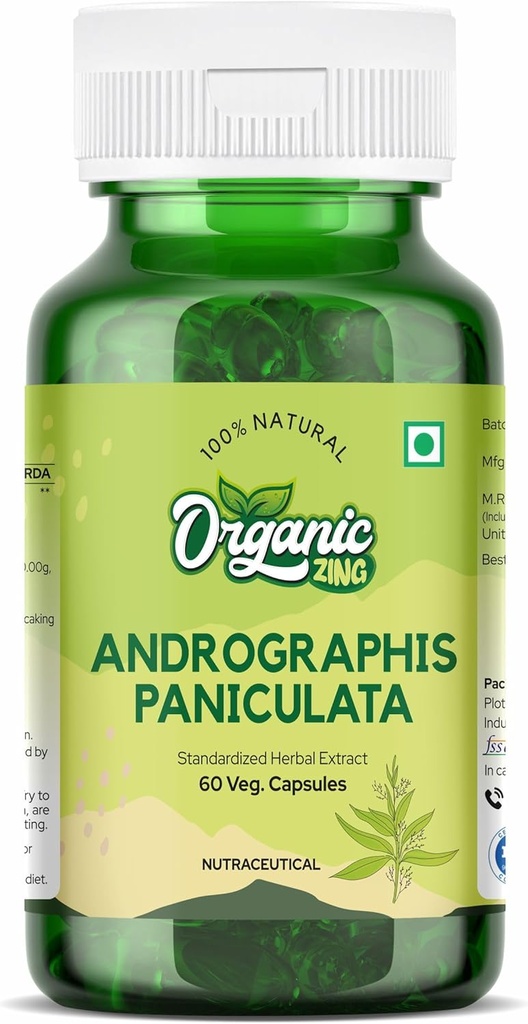 Βιολογικό ZING Andrographolide Συμπλήρωμα - Εξάγεται από Andrographis paniculata - Vegan & Gluten-free - 60 κάψουλες, 400mg το καθένα