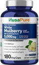 NusaPure Λευκό εκχύλισμα φύλλων Mulberry 10:1 Extract, 500 mg Ισοδύναμο με 5000mg 180 Veg Caps (Vegan, Non GMO Bioperine)