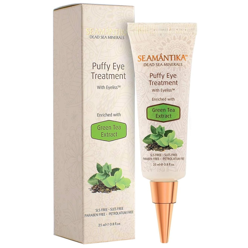 Puffy Eye Treatment Instant results – Φυσικά Εξαλείψτε ρυτίδες, Puffy, Dark Circle and Bags in Minutes – Ενυδατική κρέμα ματιών w/ Green Tea Extract, Dead Sea Minerals by SEAMantika – .8 fl.oz.