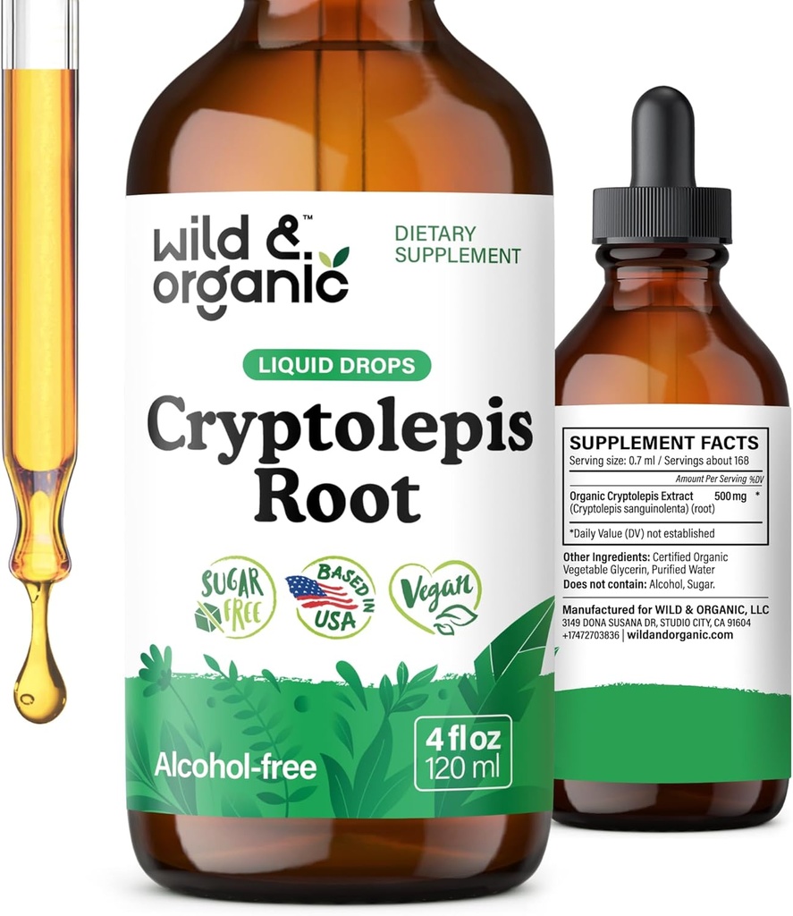 Βάμμα Wild & Organic Cryptolepis - Βότανο σταγόνες για Detox & ανοσοποιητική υποστήριξη - 2-μηνη παροχή - Υγρό Cryptolepis Root Extract Drops - Vegan, Ζάχαρη & Αλκοόλ-Free - 4 fl oz