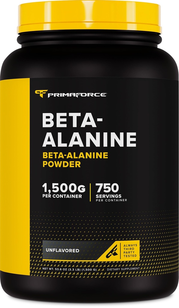 Primaforce Beta Alanine Powder, Unflavored, 1,5 kg - Χωρίς γλουτένη, Συμπλήρωμα μη ΓΤΟ για άνδρες και γυναίκες