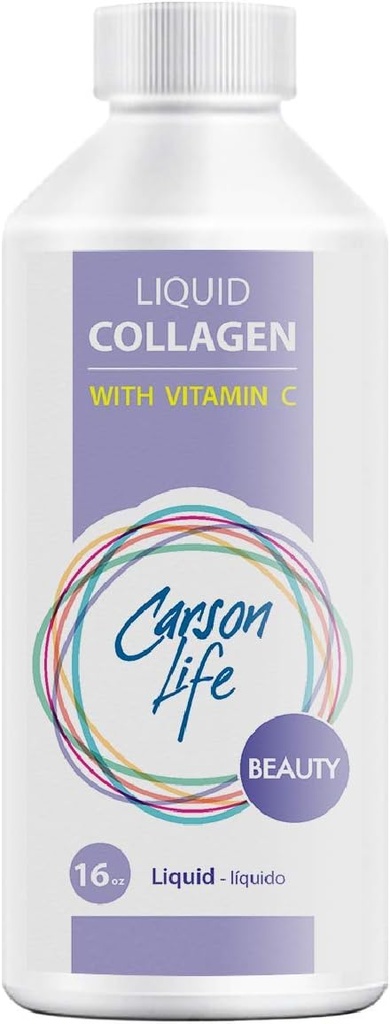 Carson Life Liquid Collagen με βιταμίνη C - 16 Oz - για την καταπολέμηση της γήρανσης, του δέρματος μαλλιών και των νυχιών - Ανοσολογική υποστήριξη - Rejuvenate Skin - Made in The USA