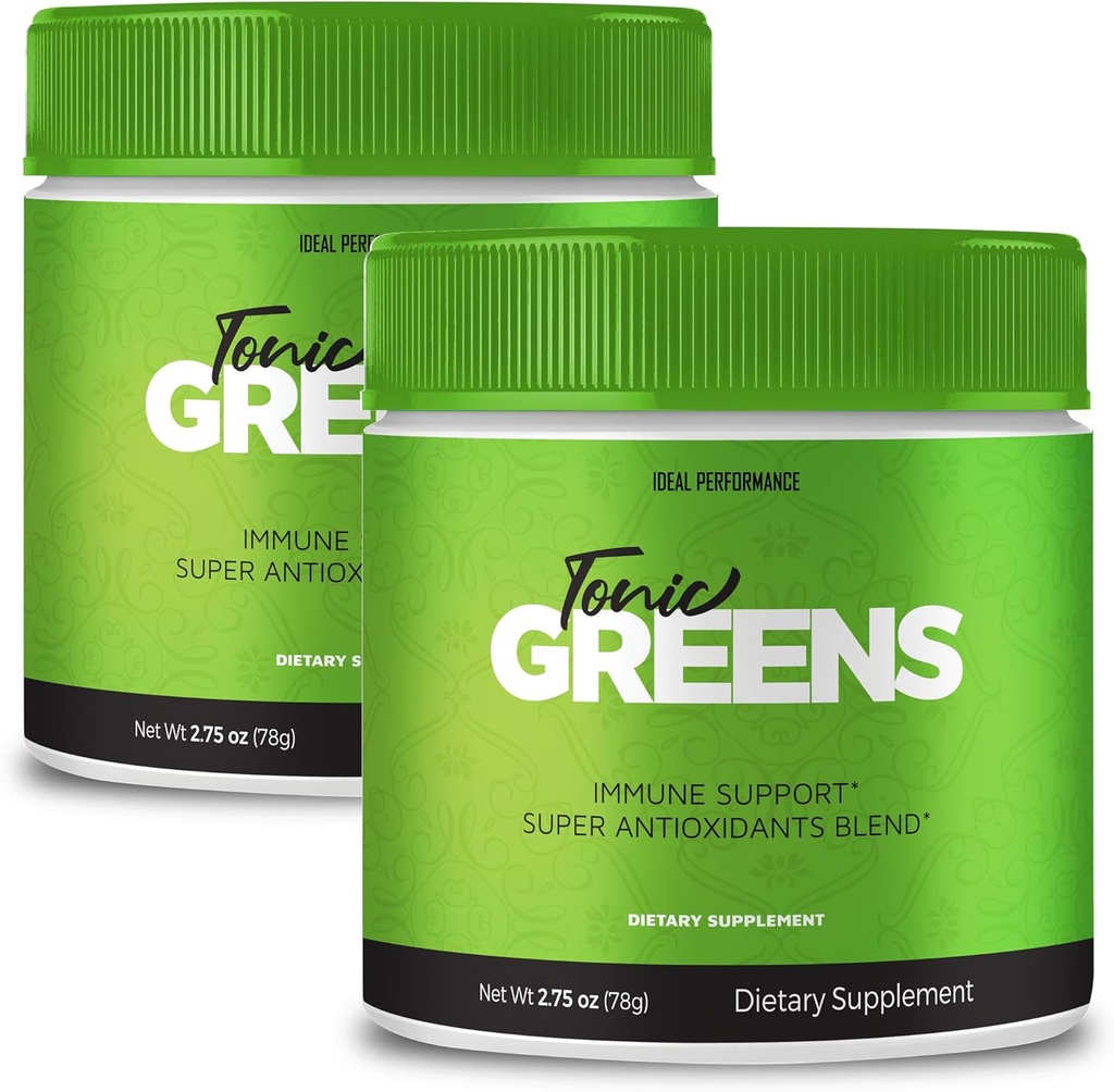 Tonic Greens Powder Vitamin Supplement Advanced Formula - Natural Green Blend Energy Supplement - Maximum Strength, Tonic Greens BCAA, Tonic Greens All Natural Formula Powder Support Reviews (2 Pack)