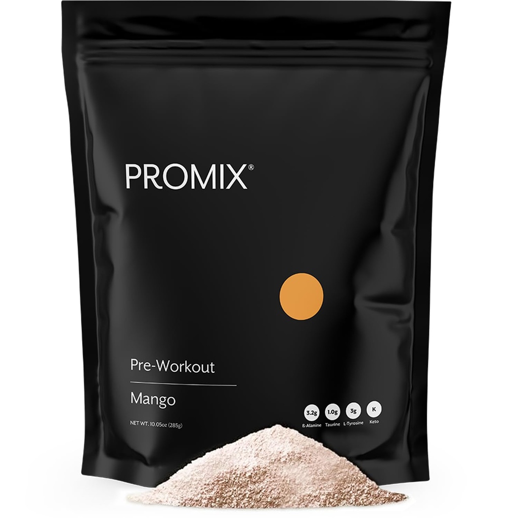 ProMix Διατροφή πριν από την προπόνηση - Μεγιστοποίηση Εστίασης και Απόδοσης - Χωρίς Stevia, Xanthan Gum, Σόγια, Γλουτένη και ΓΤΟ - Mango - 30 Υπηρεσίες (Pack of 1)