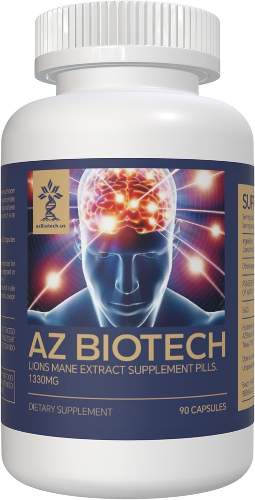 Lions Mane Mushroom Extract, Κάψουλες Γνωστικής (90 κάψουλες) Lions Mane Mushroom Powder Extract, Συμπλήρωμα εγκεφάλου, Βιταμίνες εγκεφάλου, Συμπλήρωμα εστίασης