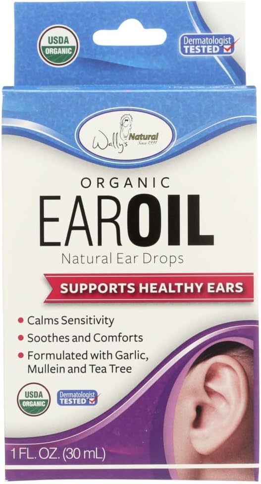 Wally's Natural Products, Organic Ear Oil with Garlic and Mullein, 1 fl oz - 2pc