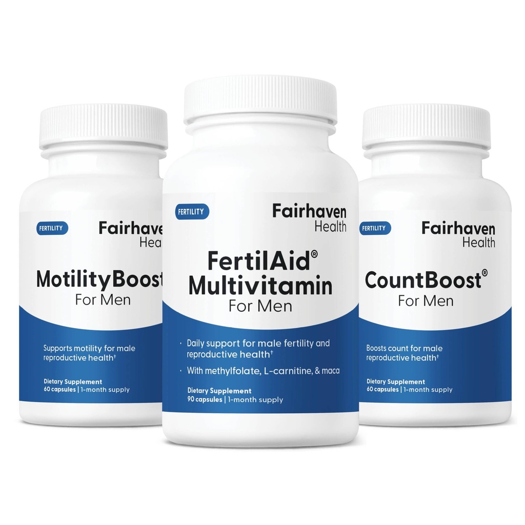 Fairhaven Health FertilAid για άνδρες, κινητικότητα Boost, και Countboost Combo 