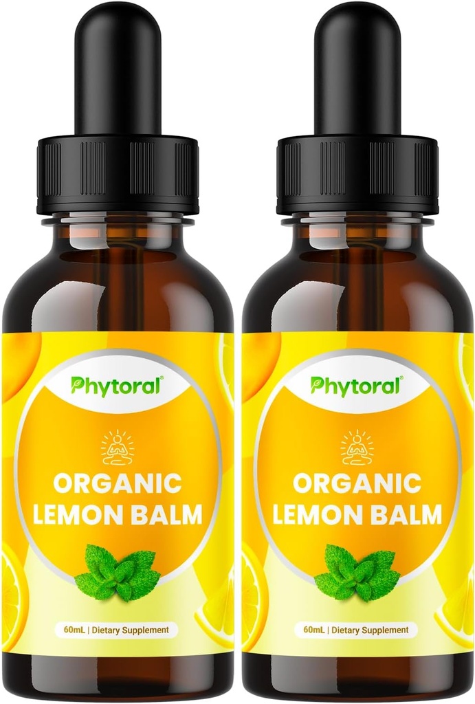 Organic Lemon Balm Leaf Liquid Extract for Immune Support - Lemon Balm Tincture for Mood & Relaxation Support - Organic Tincture Leaf Drops for Adults & Kids Dietary Supplement - 2OZ - 2 Pack