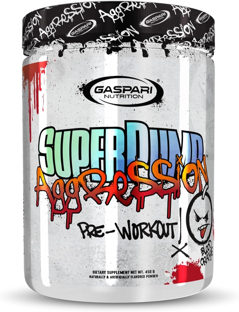 Gaspari Nutrition SuperPump Aggression Pre-Workout: Energy, Focus, Endurance and Recovery, with Creatine and Caffeine (25 Servings, Blood Orange)