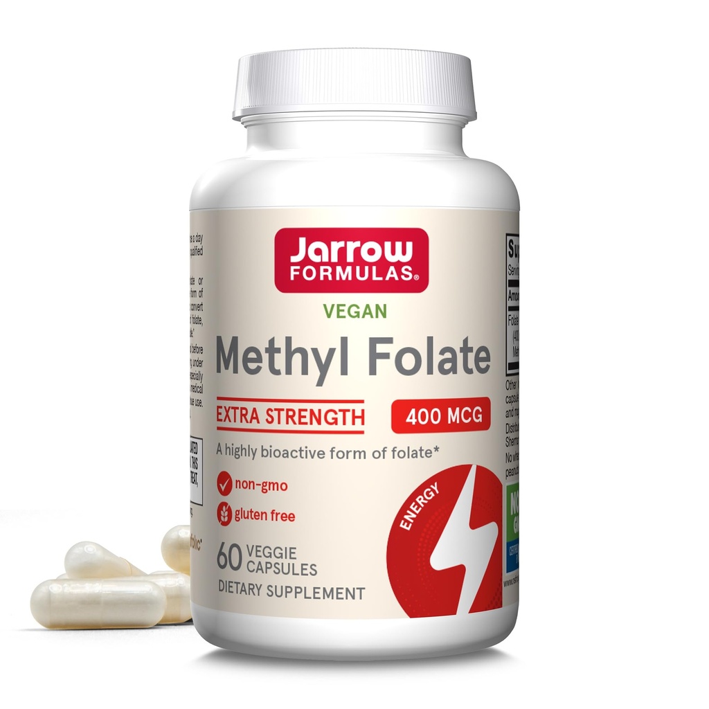 Jarow Formulas Extra Strength methyl folate 400 mcg, συμπλήρωμα διατροφής για την καρδιοαγγειακή και νευρολογική υποστήριξη υγείας, 60 κάψουλες λαχανικών, 60 ημέρες προσφοράς