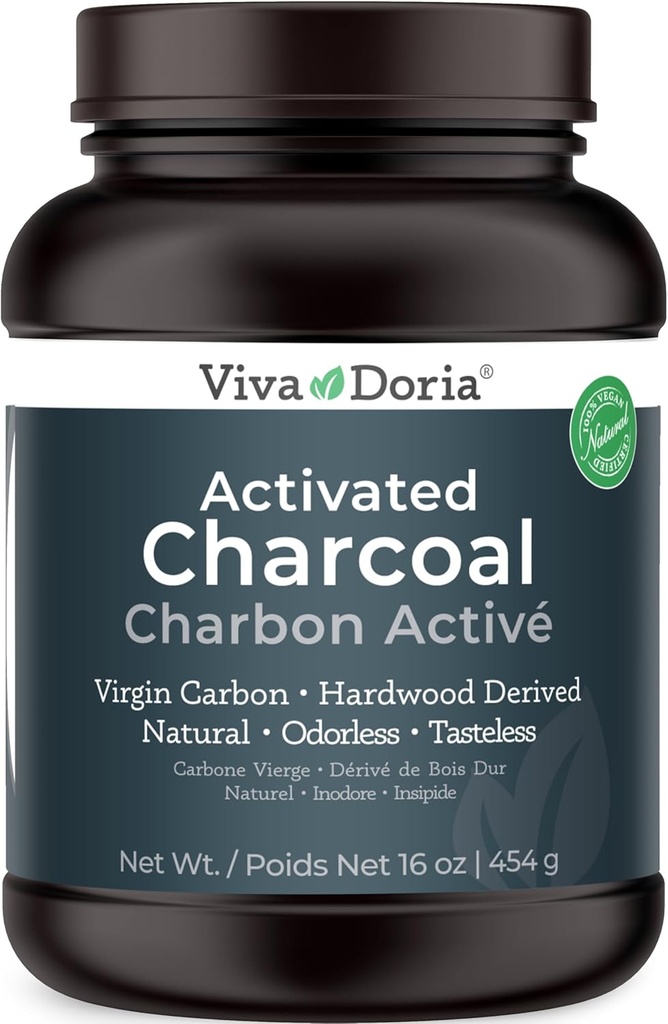 Viva Doria Virgin Activated Charcoal Powder, Hardwood Derived, Food Grade, 16 Oz (1 Pound)