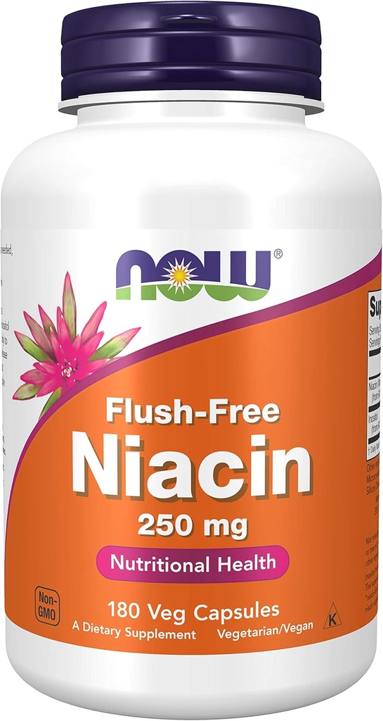 Niacin, FLUSH FREE 250 mg, 180 Caps by Now Foods (Pack of 3)
