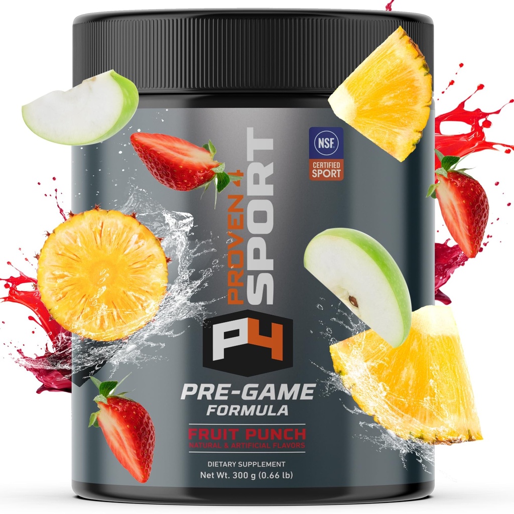 Proven4 Pre Processed Powder for Men and Women with Creatine - Beta Alanine - καφεΐνη, NSF Certified preworkout Ενεργειακό συμπλήρωμα Punch 30 Σερβιρίσματος Φρούτων
