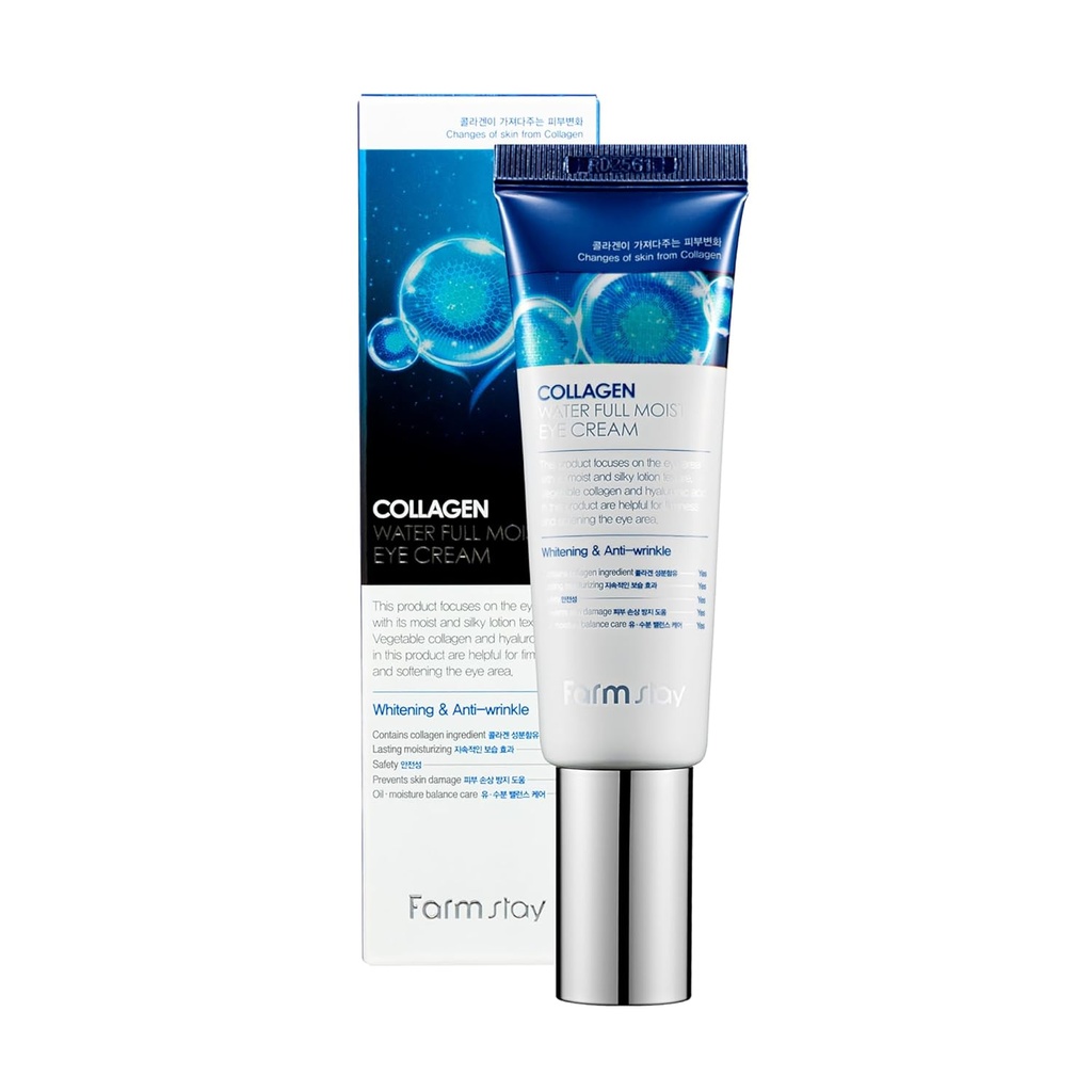 FARMSTAY Collagen Water Full Moist Eye Cream - Under Eye Cream for Wrinkles and Fine Lines - Fights Dark Circles - Collagen for Skin - 1,69 oz