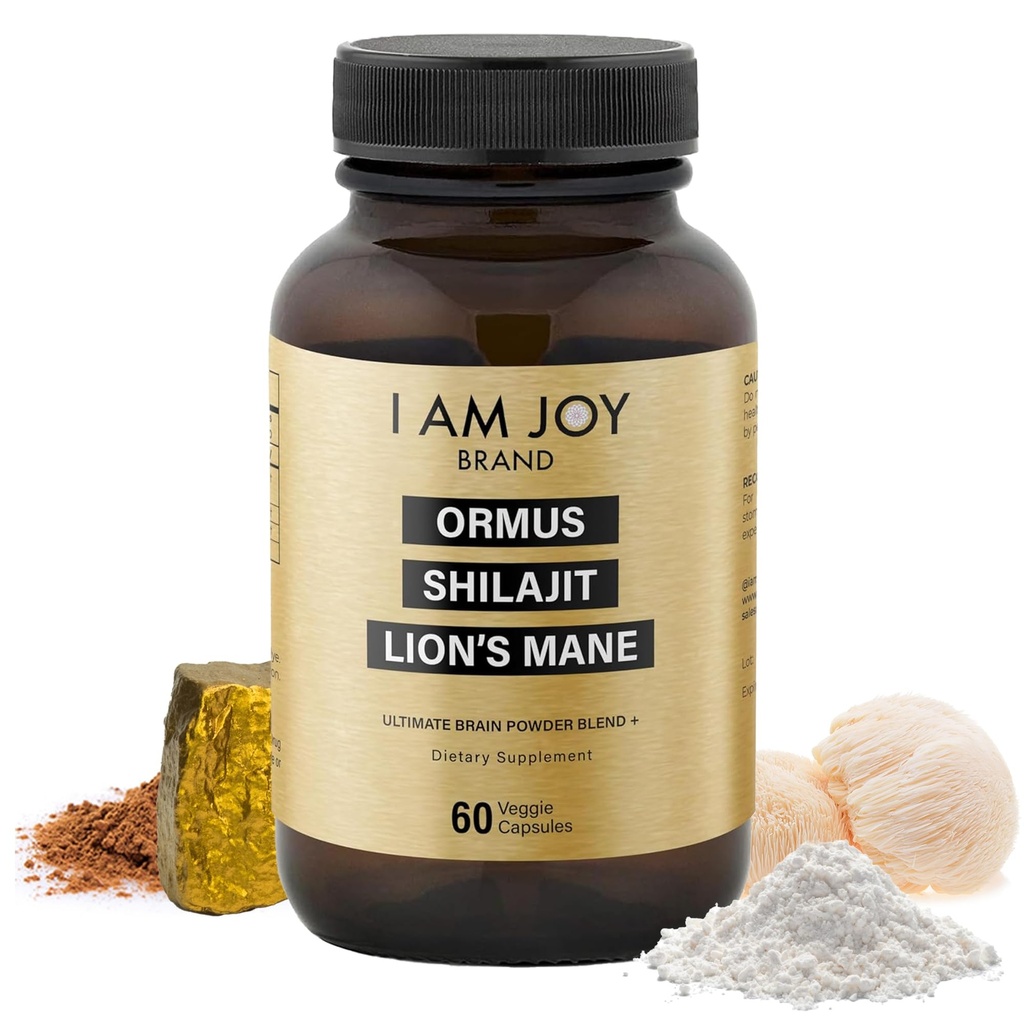 Είμαι η Joy Co. Ormus Shilajit Mane Lion - Ultimate Brain Power! Μονοατομικός χρυσός 24k - Η μόνη ανάμειξη του είδους του για την ενέργεια, τη μνήμη, & Εστίαση - 60 κάψουλες Vegan