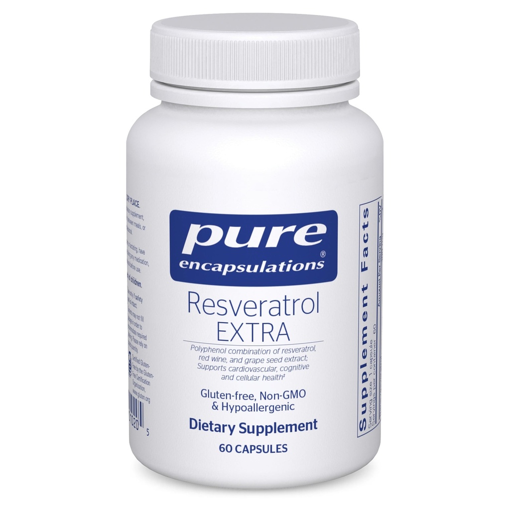Καθαρές ενθυλακώσεις Resveratrol EXTRA - 100 mg Trans- ρεσβερατρόλη - Για Υγιή Κυτταρική & Καρδιαγγειακή λειτουργία * - Συμπλήρωμα αντιοξειδωτικών - Μη ΓΤΟ & Χωρίς γλουτένη - 60 κάψουλες