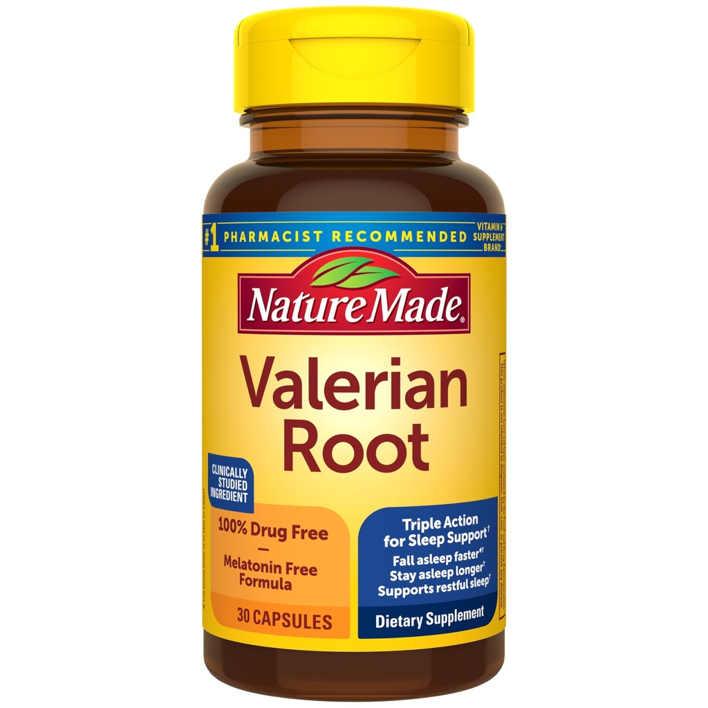 Nature Made Valerian Root for sleep Support, Μελατονίνη Δωρεάν βοήθεια ύπνου για ενήλικες, 30 κάψουλες ρίζας βαλεριάνα, 30 ημέρες προσφοράς