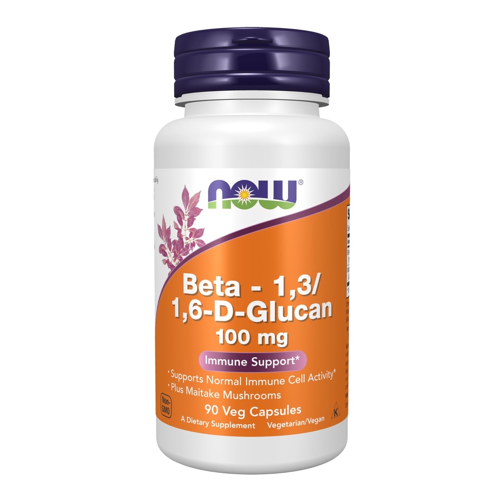 NOW Συμπληρώματα διατροφής, Beta 1,3/1,6- D-Glucan 100 mg με μανιτάρια Maitake, 90 κάψουλες Veg