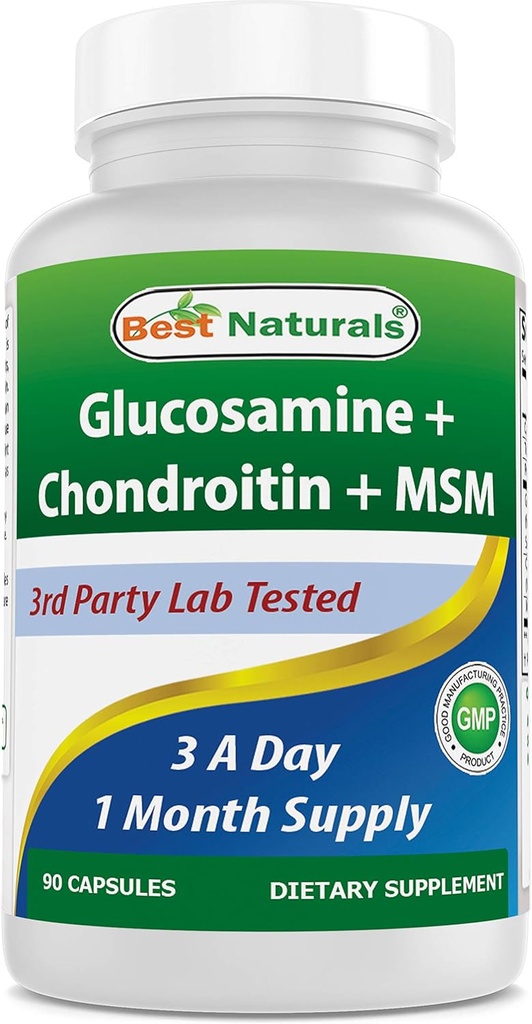 Best Naturals, Glucosamine Chondroitin MSM Συμπληρώματα, 2600 mg ανά υπηρεσία, 90 κάψουλες (90 Count (Pack of 1))