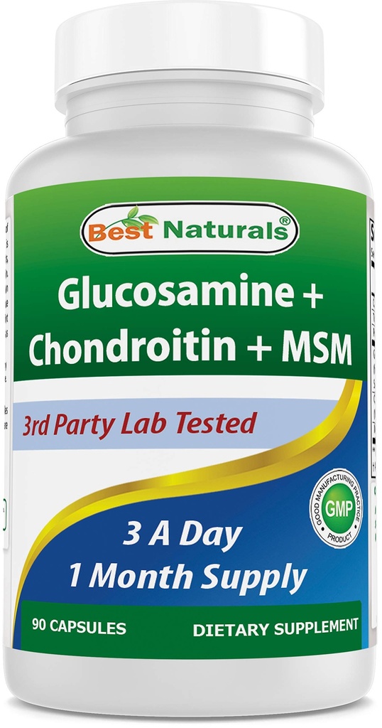Best Naturals, Glucosamine Chondroitin MSM Συμπληρώματα, 2600 mg ανά υπηρεσία, 90 κάψουλες (90 Count (Pack of 1))